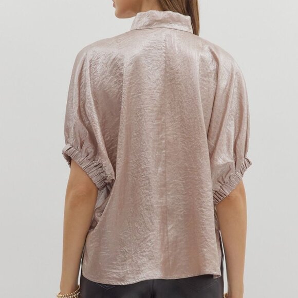 Entro Champagne Satin Blouse - Picture 6 of 7
